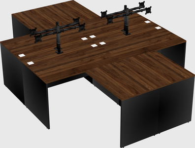 Quad l-shaped office desks