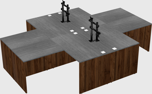 Quad l-shaped office desks
