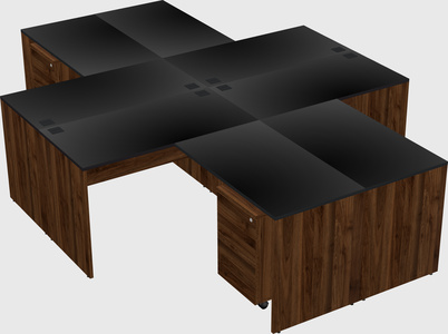 Quad l-shaped office desks