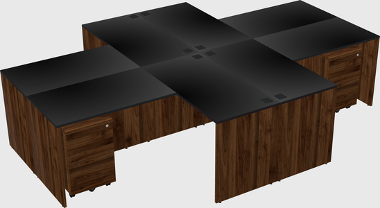 Quad l-shaped office desks