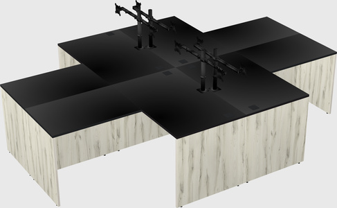 Quad l-shaped office desks