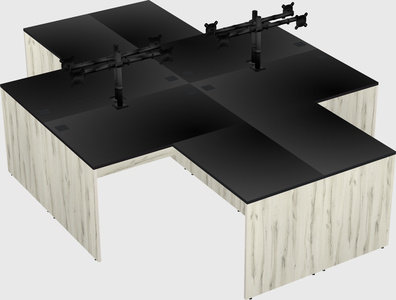 Quad l-shaped office desks