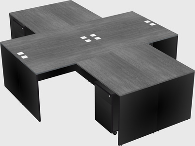 Quad l-shaped office desks