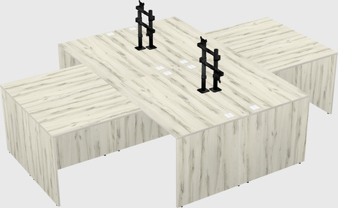Quad l-shaped office desks