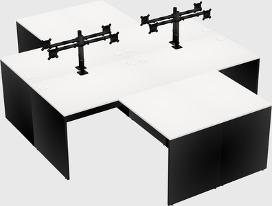 Quad l-shaped office desks