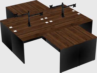 Quad l-shaped office desks