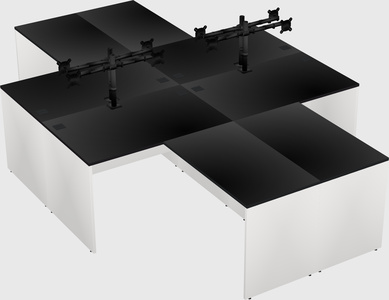 Quad l-shaped office desks