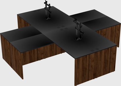 Quad l-shaped office desks