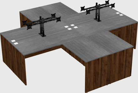 Quad l-shaped office desks