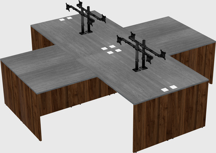 Quad l-shaped office desks
