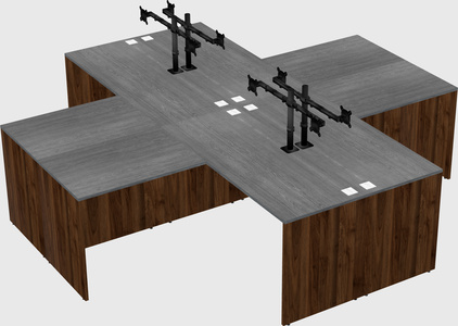 Quad l-shaped office desks