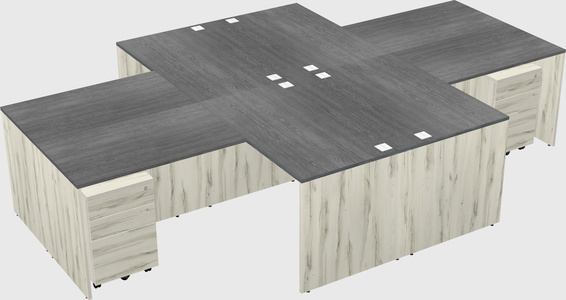 Quad l-shaped office desks