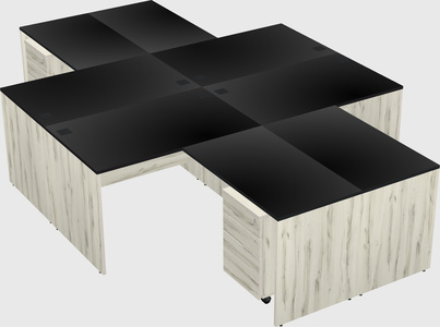 Quad l-shaped office desks