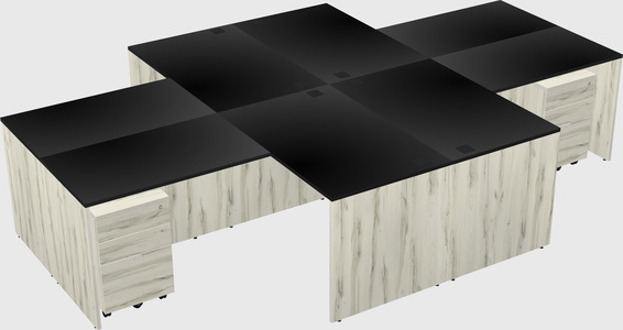 Quad l-shaped office desks