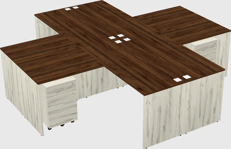 Quad l-shaped office desks