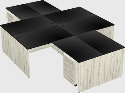 Quad l-shaped office desks