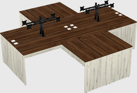Quad l-shaped office desks