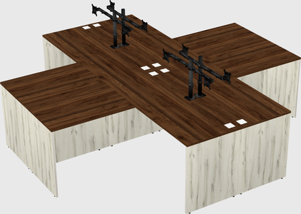 Quad l-shaped office desks
