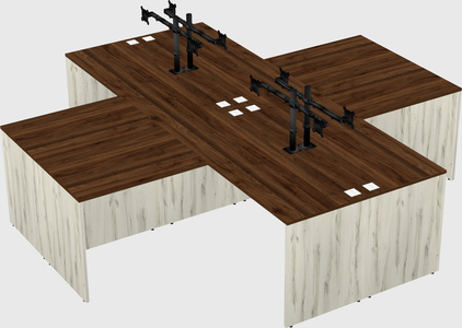 Quad l-shaped office desks
