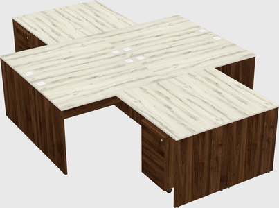 Quad l-shaped office desks