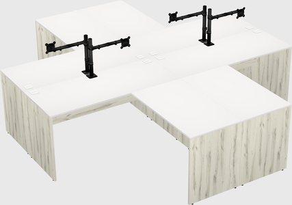 Quad l-shaped office desks
