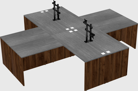 Quad l-shaped office desks
