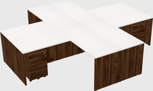 Quad l-shaped office desks
