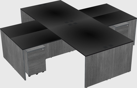 Quad l-shaped office desks