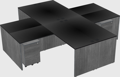 Quad l-shaped office desks