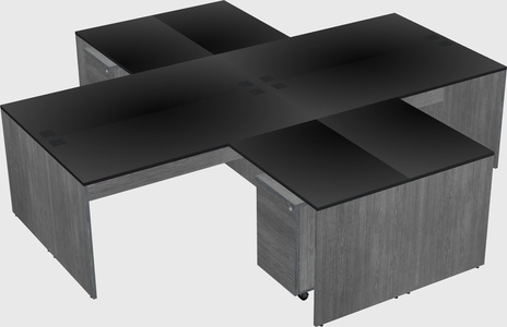 Quad l-shaped office desks