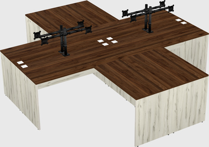 Quad l-shaped office desks