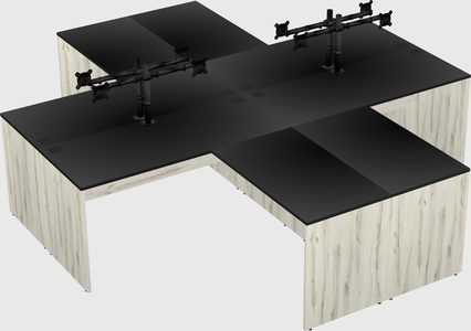 Quad l-shaped office desks