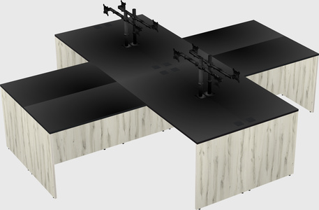 Quad l-shaped office desks