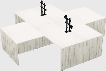 Quad l-shaped office desks