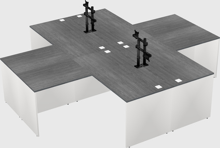 Quad l-shaped office desks