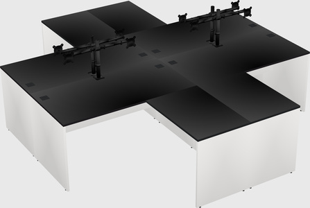 Quad l-shaped office desks