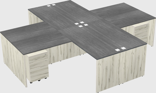 Quad l-shaped office desks
