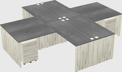 Quad l-shaped office desks
