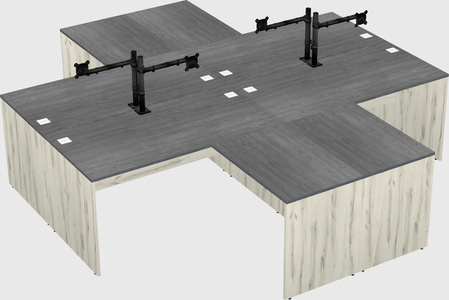 Quad l-shaped office desks