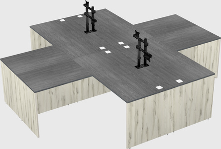 Quad l-shaped office desks