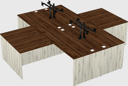 Quad l-shaped office desks