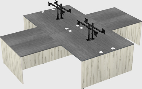 Quad l-shaped office desks