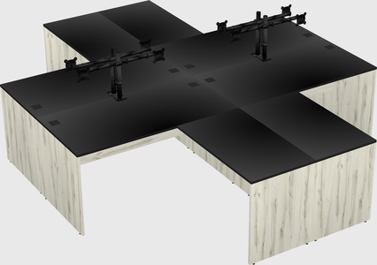 Quad l-shaped office desks