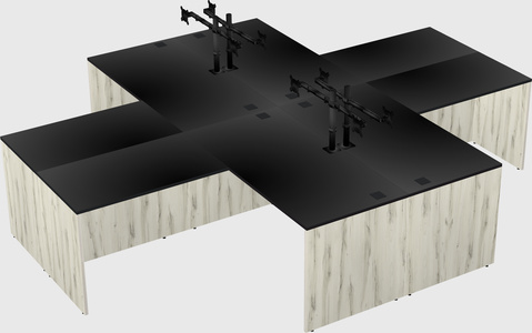 Quad l-shaped office desks