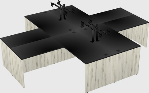 Quad l-shaped office desks