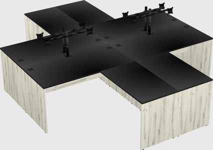 Quad l-shaped office desks