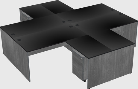 Quad l-shaped office desks
