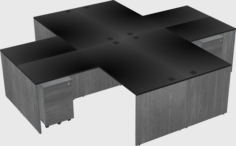 Quad l-shaped office desks