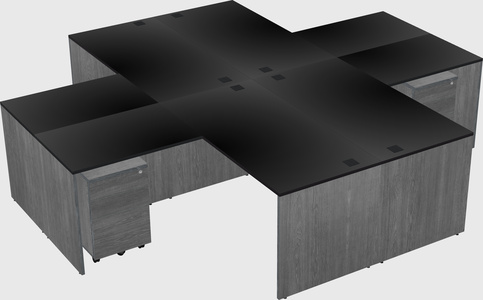 Quad l-shaped office desks