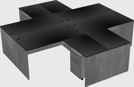 Quad l-shaped office desks